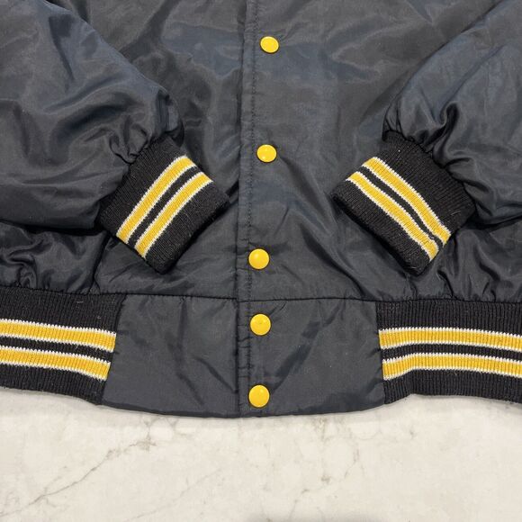 West Wind Large Vintage Nylon Stripe Collar Snap Bomber Jacket 80s Champs USA - Picture 7 of 14